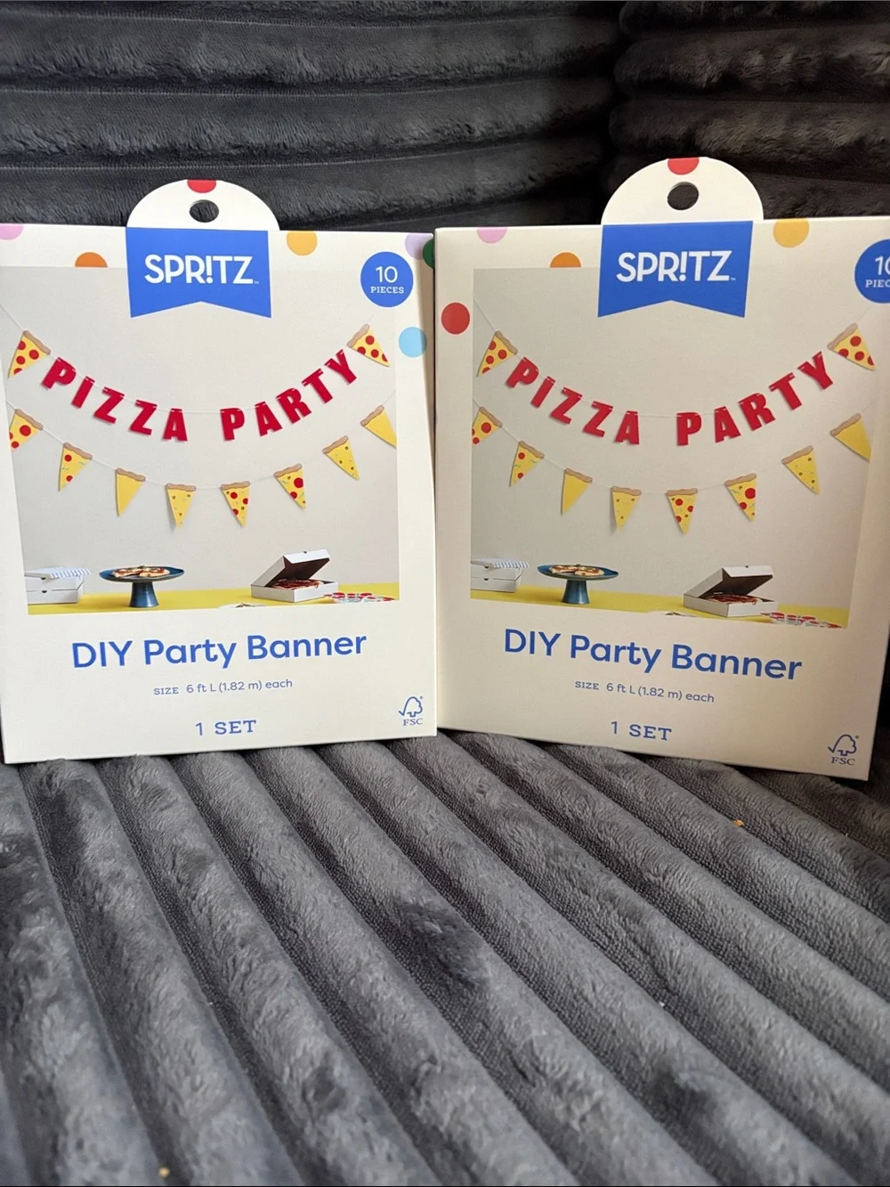 Spritz Pizza Party Banner in Red and Yellow - DIY 10 Piece Set